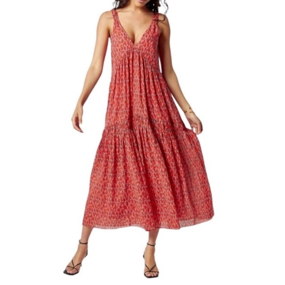 Joie Bondi Tiered Maxi Dress Ref and Pink Women’s Size Small - Picture 1 of 2